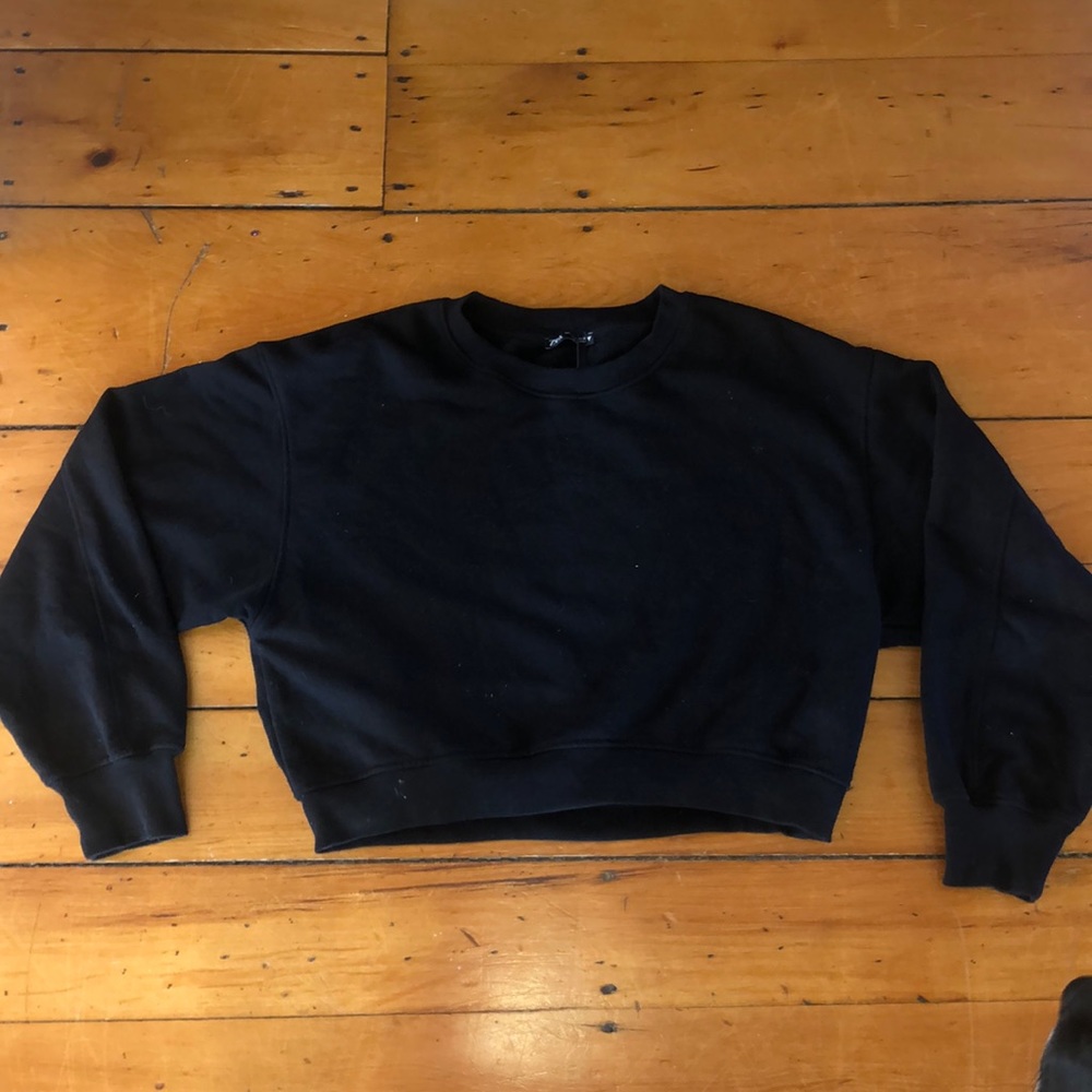 Zara Cropped Crew Neck Sweatshirt